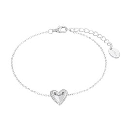 s.Oliver 2035758 Women's Bracelet 925 Sterling Silver with Synthetic Zirconia 17 + 3 cm Silver Heart Comes in Jewellery Gift Box, 17 cm, Sterling Silver, Synthetic zirconia.