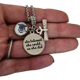 Women's Bachelors Degree Graduation Gift, Diploma Hat Charm Bracelet, Necklace, Keychain, Jewelry for Her