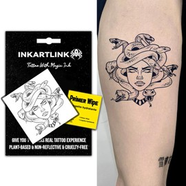 INKARTLINK Semi Permanent Tattoo, Temporary Tattoo, party tattoo, beautiful and realistic design, fun tattoo experience, cruelty-free, non-reflective, waterproof (Medusa 2)