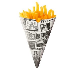 10 x Disposable Newsprint Paper Chip Cones party take away