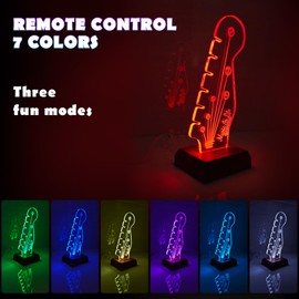 Light Up Guitar Pick Holder with Music Sync, 7-Color LED Guitar Pick Lamp with Remote Control, Acrylic 3D Guitar Pick Storage Rack, Birthday Gift for Music Lovers and Guitarists, Guitar Accessories