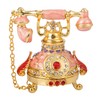QIFU Hand Painted Pink Telephone Hinged Jewelry Trinket Box Unique