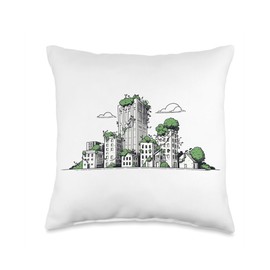 Urban Gardener City Rooftop Garden Sustainable Gardening Throw Pillow