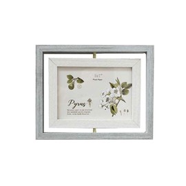 Leoyoubei Vintage Feel Rotating Photo Frame,Horizontal Display 5x7 inch-Double-Sided Display Photo Frame With Glass Front for Wedding Family Love Baby Birth Memorial Frame (Light Blue)