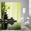 YSSFAV Zen Stone Spa Shower Curtain Green Bamboo Minimalist Relaxing