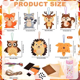 Pack of 13 Autumn Craft Set for Children, DIY Animal Creative Set with Owl, Fox, Squirrel, Complete Kit with Felt & Foam Rubber Stickers, for Autumn Decoration, Gift for Boys and Girls