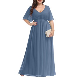 Mother of The Bride Dresses Plus Size Dusty Blue Formal Wedding Guest Groom Long Bridesmaid Chiffon Evening Women Dress