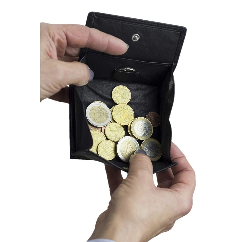 Small Leather Boxed Style wallet with large coin compartment LEAS,