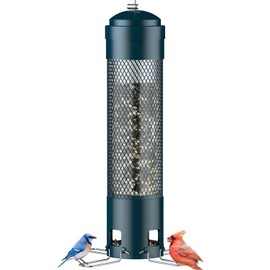 LCSEVEN Comederos para pájaros al aire libre a prueba de ardillas con perchas activadas por peso, comedero para pájaros colgante para exteriores, comedero de metal para cardenales silvestres, pinzones