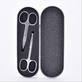 NOLITOY 2pcs Stainless Steel Eyebrow Scissors Set Safe Trimming Scissors for Eyebrows and Nose Hair Ergonomic Design with Rounded Tips for Gentle Grooming for Men and Women