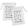 Ambesonne Ballet Fabric Pouch Set of 2, Classic Dancers in