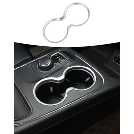 Summleaf for Dodge Durango 2011+ Gear Shift Cup Holder Cover Trim Bezel,Center Console Cup Holder Cover Trim Interior Accessories(Silver)