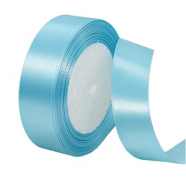 POPOYU Satin Ribbon Sky Blue 25 mm, Sky Blue Ribbon 2.5 cm, Decoration Gift Ribbon, 23 m Gift Ribbon for Dress, Wedding, Birthday Gifts, Satin Decorative Ribbon, Gift Packaging