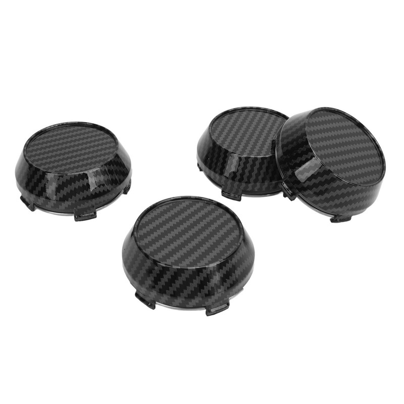4 Pcs 60mm Wheel Center Caps Carbon Fiber Style Tyre