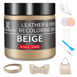 Leather Recoloring Balm,8.5oz Leather Color Restorer,Beige Leather Repair kit for Furniture and Car Interior,Leather Couch Scratch Repair,Leather Dye Paint for Faded,Cracked and Damaged Leather