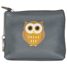 Scottish Inspired Toucan Leather Owl Coin Purse with Keyring ( Dark Grey )