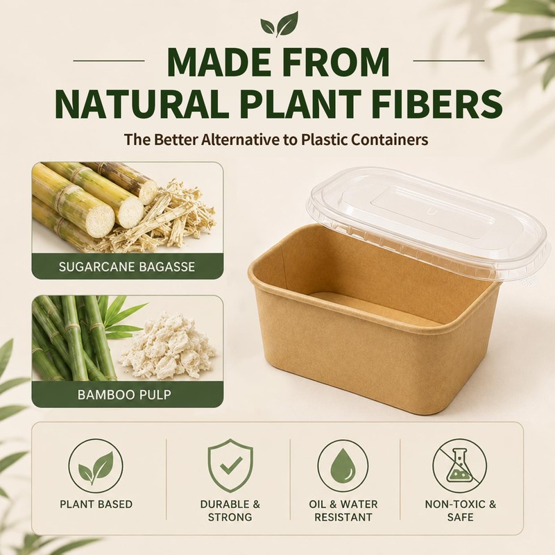 60 Pack 29OZ Disposable Meal Prep Containers, Paper Bowls With