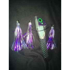 High Percentage Salmon Trolling Flies And Bait/Meat Rigs- Clear Glow