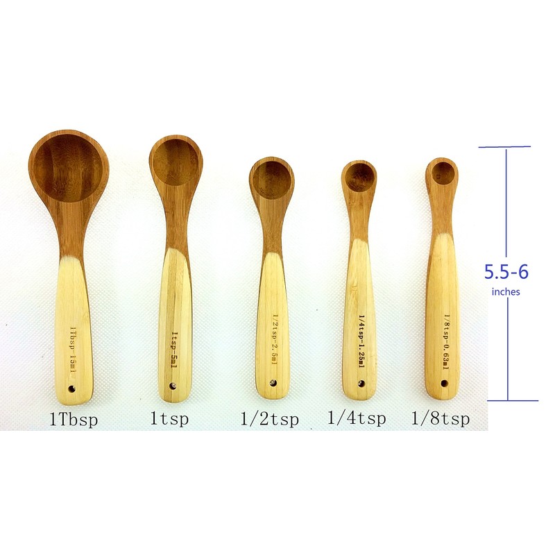 Kitchen Bamboo Wood Measuring Spoons for Measuring Dry and Liquid