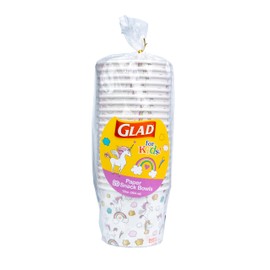 Glad for Kids Unicorn Paper Snack Bowls, 20 Count, Lids Not Included - Disposable Snack Bowls with Unicorn Design for Kids Heavy Duty Disposable Paper Bowls for Everyday Use, 12 Ounces