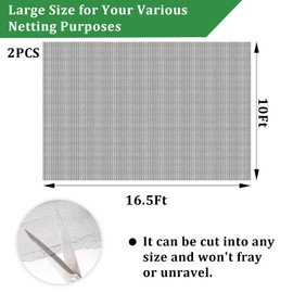 2PCS Mosquito Netting for Patio,10 x 16.5 Ft Garden Mesh Netting,Fly Insect Bird Net Barrier for Protect Vegetables Plants,Mosquito Mesh Screen for Outdoor Patios Apartment Balcony (Black)