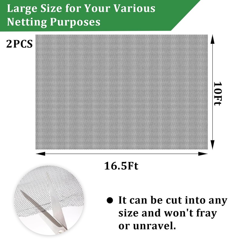 2PCS Mosquito Netting for Patio,10 x 16.5 Ft Garden Mesh
