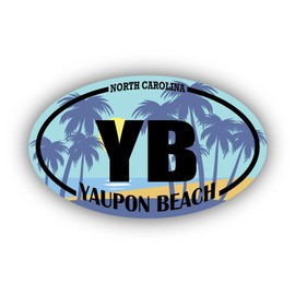 YB Yaupon Beach North Carolina | Beach Landmark Stickers | Ocean, Sea, Lake, Sand, Surfing, Paddleboarding | Perfect for Cars, Windows, laptops, flasks, Water Bottles, Luggage