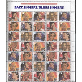 Blues and Jazz Singers Full Sheet of 35 x 29 Cent Stamps Scott 2854-61