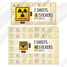 160PC Prank Stickers 1.5" & 3.5" - Funny Joke Gag Stickers for Adults - Radiation Biohazard Electrical Shock Warning Fake Wall Outlet Decals Rectal Use Only Motion Voice Activated Random Stuff