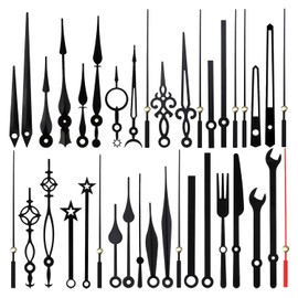 ZZHXSM 14-Piece Black Clock Hand Set, Silent Movement, Aluminum Replacement Parts for Clock Repair DIY, 14 Sizes Available, Black