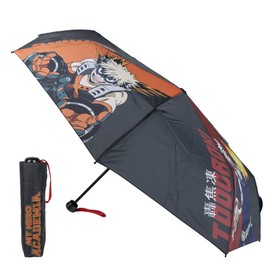 CERDÁ LIFE'S LITTLE MOMENTS My Hero Academia Folding Umbrella for Adults, Black, Manual Open, Character Design in Action, Original Product, Designed in Spain, Black, black, Small