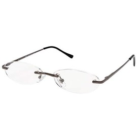 エール 老眼鏡 1.0 度数 メンズ フチなし バネ蝶番 グレー AF101S