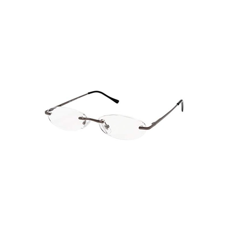 エール 老眼鏡 1.0 度数 メンズ フチなし バネ蝶番 グレー AF101S