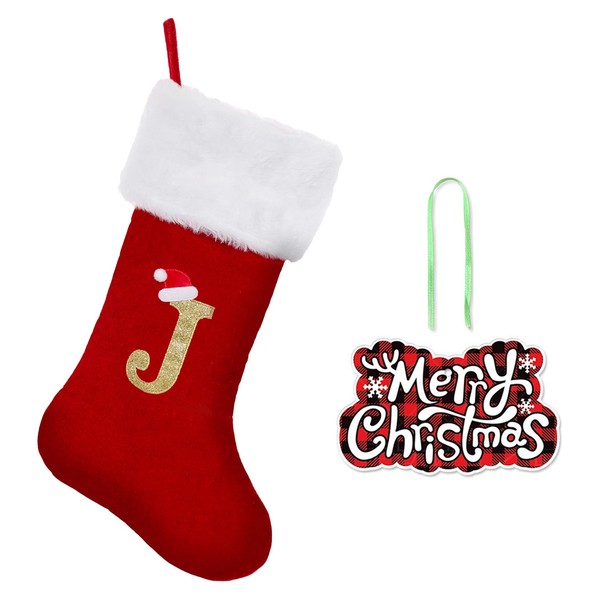 CRSTAFU Personalized Monogram Christmas Stocking, 20 Inches Family Initial Xmas