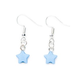 Miniblings Star Earrings Hanging Star Lucky Christmas Winter Advent Small Blue Handmade Fashion Jewellery I Earrings Silver Plated, Plastic