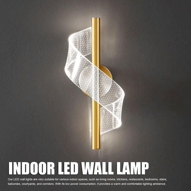 18W Spiral Modern LED Indoor Wall Sconce Lighting Acrylic Indoor