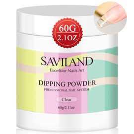 SAVILAND Polvo Transparente - 2.1oz Dip Powder Polvo para la manicura francesa, fortalece las uñas, fácil de usar para principiantes, no necesita lámpara de uñas, regalos de Navidad para mujeres