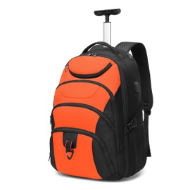 Boavan Rolling Backpack,Wheeled Backpack,Carry on Luggage Business Bag, Overnight College Computer Backpack Trolley Suitcase for Men Women Adults to Travel，Orange