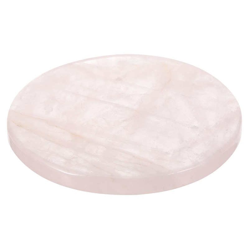 Rose Quartz Crystal Coasters, Round Gemstone Coaster for Drinks Pink