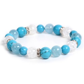 Kyozudo Women's Turquoise Design Bracelet, Natural Stone, Power Stone (Aquamarine, 10mm)