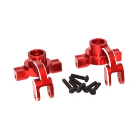 Metal Front Steering Knuckle Set Compatible with MJX 1/10 Hyper GO 10208 Little Monster RC Steering Knuckle Kit Upgrade Parts Accessories(Red)
