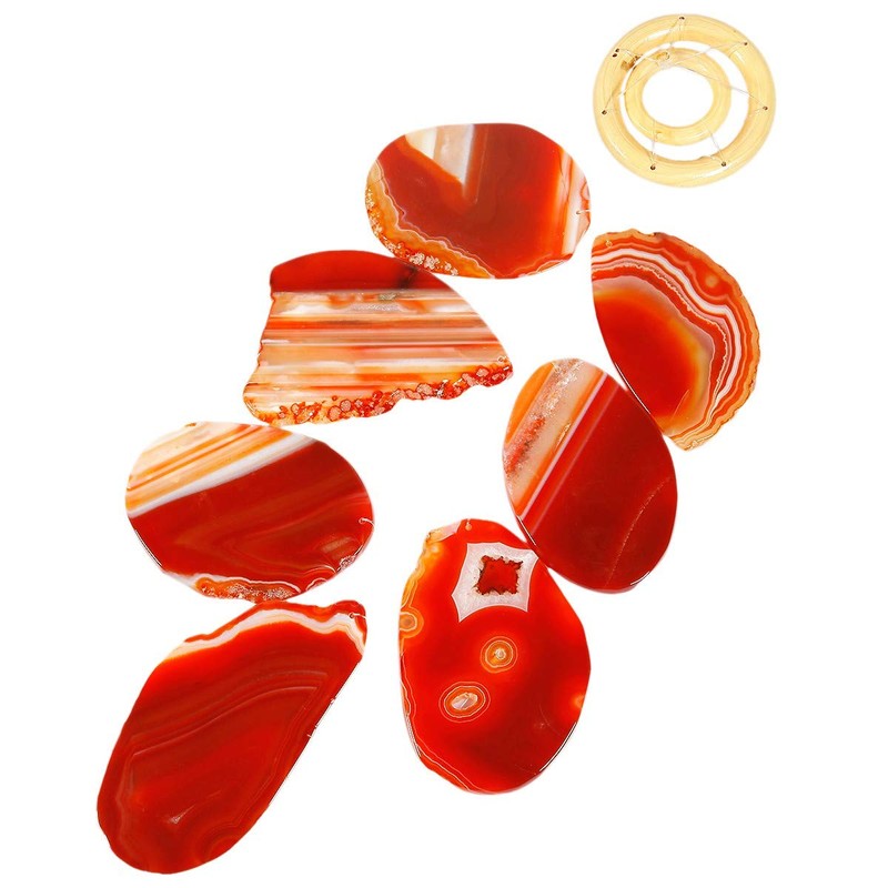 KYEYGWO Red Agate Discs Geode Wind Chime Sun Catcher Crystal