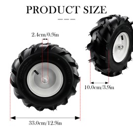 13x5.00-6" Tiller Tire and Wheel 3-1/8" Centered Hub with 1" Axle Size,13x5-6 Super Lug Tractor and Trencher Tire Replacement
