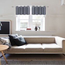 PiccoCasa Blackout Curtains 2 Panels Grommet, Grey Thermal Insulated Curtains Panel Darkening Small Window Curtains for Bedroom Living Room - L18 x W52 Drop Inches