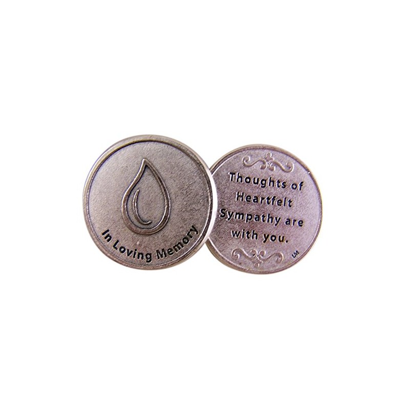 Silver Toned in Loving Memory Bereavement Pocket Medal with Tear