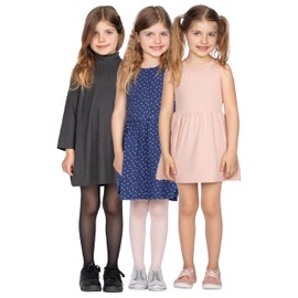 LORES Tonia Pack of 3 Girls Plain Semi-Transparent Tights for School Classic Tights with Feet for Dance and Ballet for Everyday 20 Denier, 3 pieces mix
