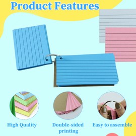 400 Pieces Tarjetas de Indice Rayadas de 3 x 5 Pulgadas, Tarjetas de Indice de Colores con Anillos, Tarjetas Flash de Colores Tarjetas de Notas en Blanco para Aprendizaje Escolar Aulas Oficinas Hogar