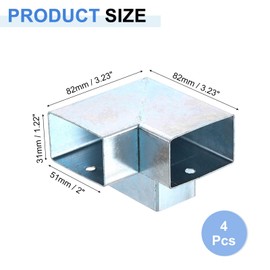 uxcell 3-Way Gazebo Brackets Kit, Right Angle Corner Bracket Woodworking DIY Post Base Kits for 2" x 1.22" Lumber for Outdoor Patio Gazebo Log Cabins (4 Pack)