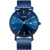 Burei Men’s Watches, Ultra Thin, Black, Minimalist Quartz with Date