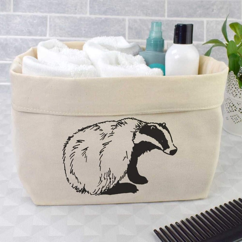 Large 'Sitting Badger' Canvas Organiser/Storage Bag (OR00004959)